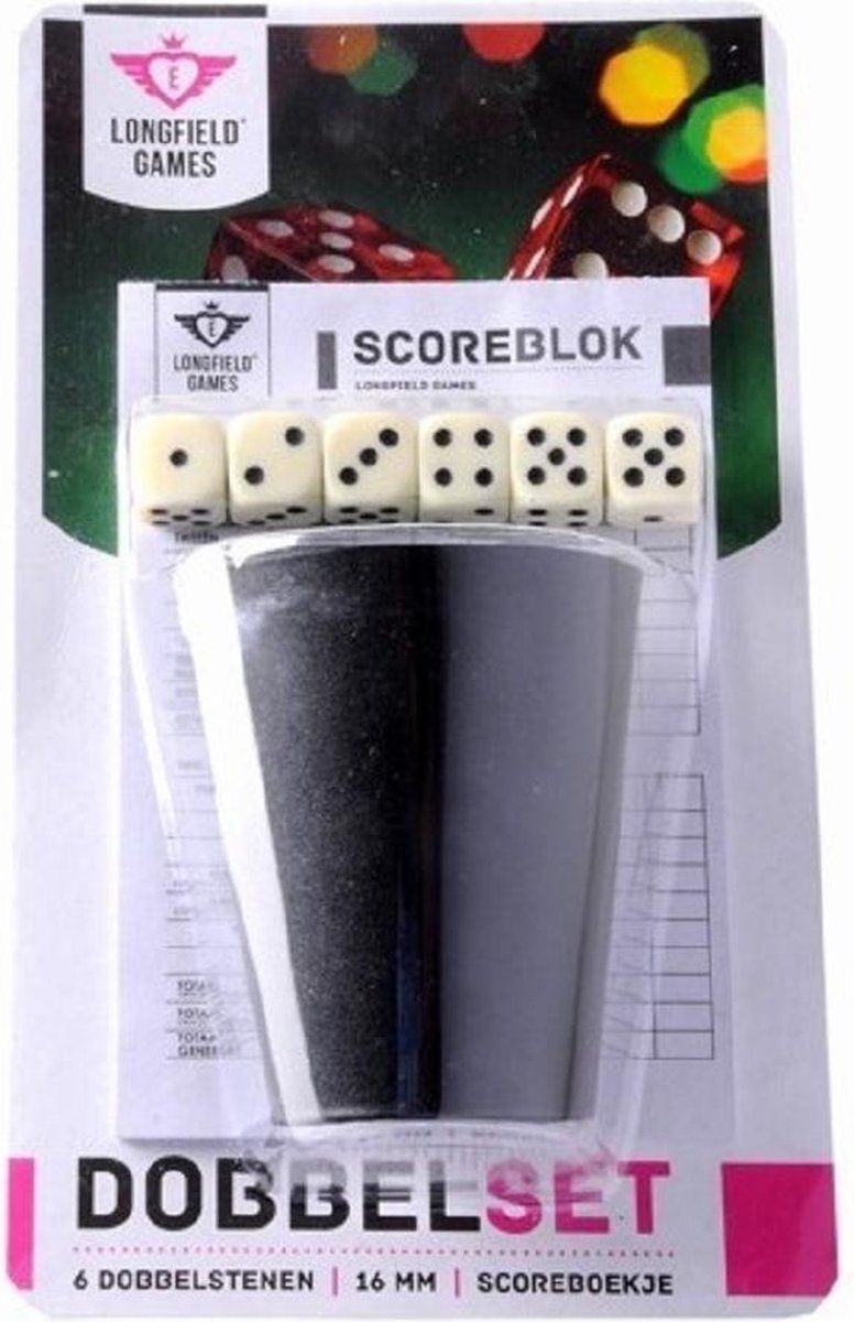 Longfield Dobbelsteenset - scoreblok - 6 dobbelstenen - dobbelspel - yathzee - Games - multi
