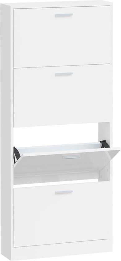 vidaXL Schoenenkast - 12 paar - Hoogglans Wit