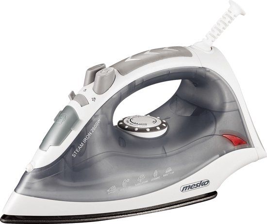 Mesko Home Mesko MS 5037 Droog- & stoomstrijkijzer Keramische zoolplaat 2800 W Grijs, Wit