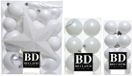 Bellatio Decorations kerstballen set 55x kunststof wit - ster piek - glanzend mat glitter - 4 5 6 8 cm
