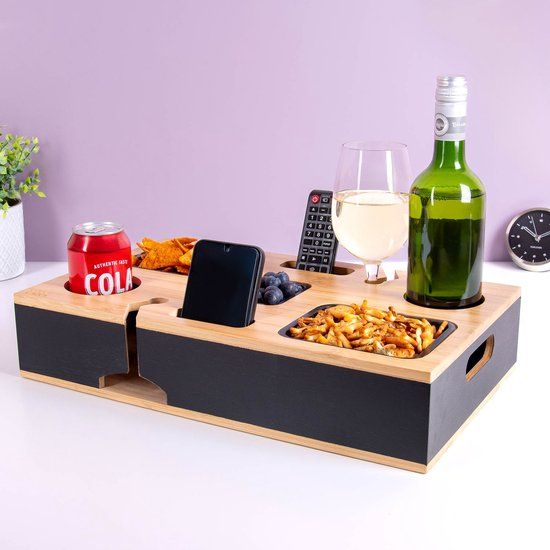 MikaMax Couch Caddy - Bankorganizer - Armleuning - Zwart - Hout