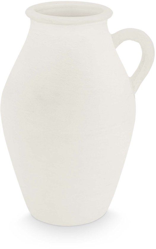vtwonen Vaas - Decoratie - Bloemenvaas van Terracotta - Wit - 24x36cm