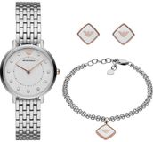 Emporio Armani AR80023 Horloge geschenkset - Staal - Zilverkleurig - Ø 32 mm