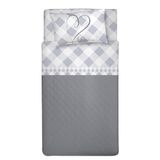 PENSIERI DELICATI Beddengoedset voor Frans bed, 100% katoen, 120 x 200 cm, Lovely Check Grey