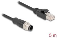 Delock M12 Cable A-coded 8 pin male to RJ45 male PVC 5 m