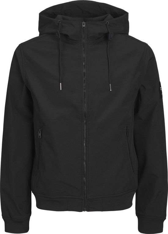 JACK & JONES PLUS JJEBASIC SOFTSHELL HOOD NOOS PLS Heren Jas - Zwart - Maat 3XL
