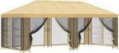 vidaXL Tuinpaviljoen met zijwanden, 6 x 3 meter, crème kleur