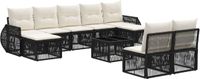 vidaXL Tuinbankenset 10 st Zwart en Cream Wit poly rattan