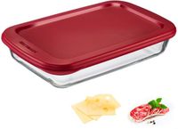 Westmark Glazen Schaal voor Vleeswaren, 1600 ml, Borosilicaatglas, Luchtdicht, Transparant/Rood