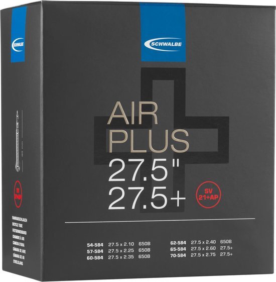 Schwalbe SV 21+AP Air Plus, uniseks, voor volwassenen, zwart, 27 inch