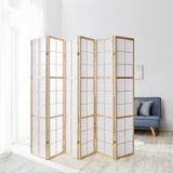 Homestyle4u Kamerscherm 6 panelen - 264x175 cm - natuur - 6-delig - Shoji
