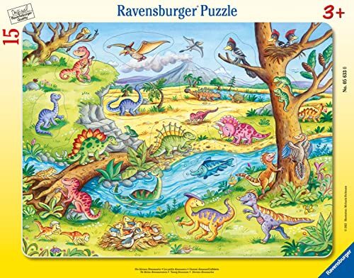 Ravensburger Verlag GmbH Ravensburger Kinderpuzzle - Die kleinen Dinosaurier - 8-17 Teile Rahmenpuzzle mit Konturstanzung für Kinder ab 3 Jahren