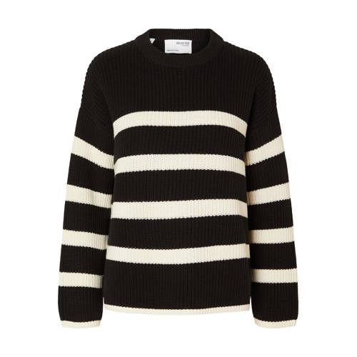 SELECTED FEMME SLFBLOOMIE gestreepte trui - zwart/wit