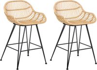 Beliani TERRELL - Barkruk set van 2 - Naturel - Rotan