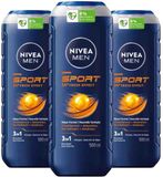 NIVEA Men Shampoo & Shower gel 3in1 For Men Sport - 3 x 500 ml - Voordeelverpakking