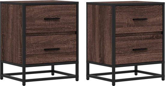 vidaXL Nachtkastjes - 2 stuks - 40x31x50 cm - Bewerkt Hout - Bruin Eikenkleurig