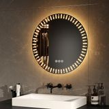EMKE Ronde badkamerspiegel met led-achtergrondverlichting, diameter 50 cm, met anti-condens, touch-schakelaar, 3 variabele lichtkleuren, decoratieve ronde en modieuze badkamerspiegel