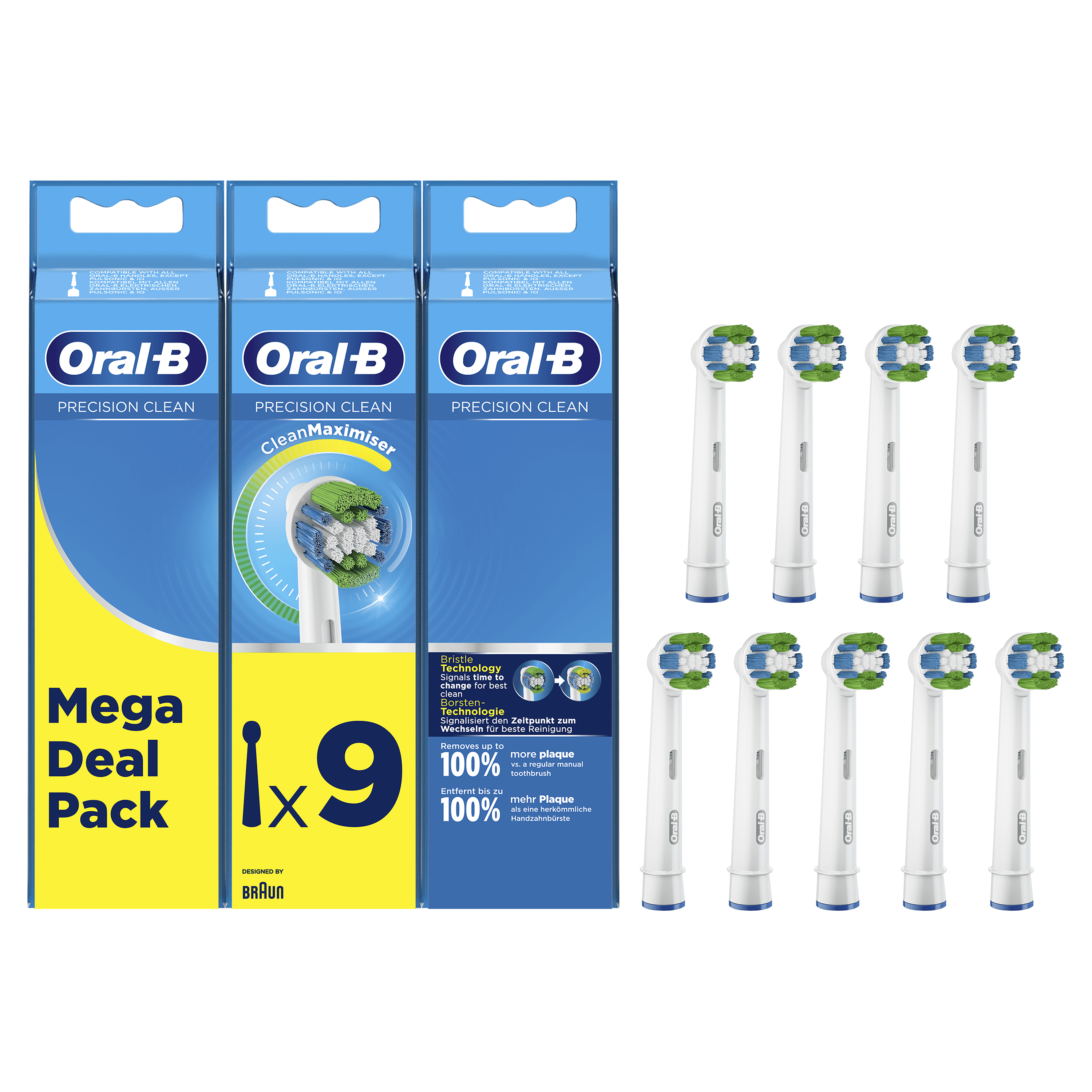 Oral-B Precision Clean  Precision Clean Opzetborstel Met CleanMaximiser-technologie, Verpakking Van 9 Stuks