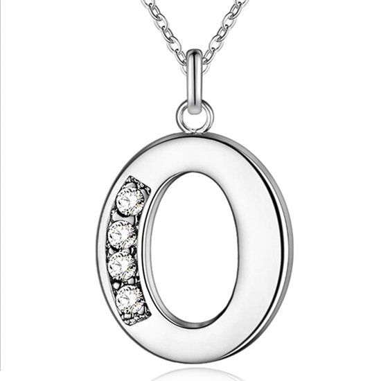LGT JWLS Lookinggoodtoday Zilverkleurige Letter O Dames Ketting met Zirkonia