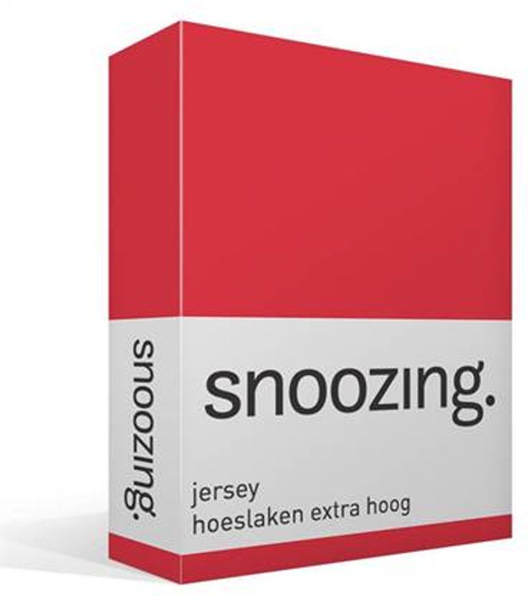 Snoozing Jersey - Hoeslaken Extra Hoog - 120x200 cm - Rood