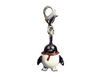 INNSPIRO NICE CHARMS Pinguïn hanger van metaal met zwart en wit kunstleer met karabijnhaak, 13 x 19 mm. 25 stuks