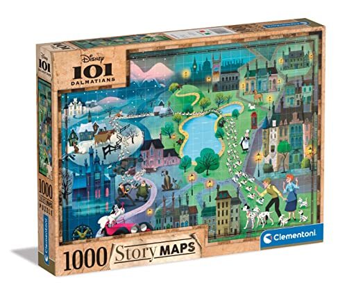 Clementoni Maps 101 Dalmatians 1000 Made in Italy, 1000 stukjes puzzel Cartoon Disney plezier voor volwassenen, meerkleurig, medium, 39665