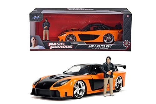 Jada Toys Fast & Furious Han 1995 Mazda RX7 1:24, speelgoedauto, raceauto, bekend van de gelijknamige filmserie