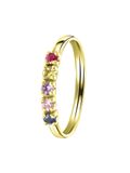 Lucardi Dames Ring 14 Karaat Goud Geelgoud met 5 multicolor zirkonia's