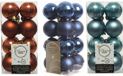 Decoris Kaemingk B.V. 48x Stuks kunststof kerstballen mix donkerblauw/terra bruin/ijsblauw 4 cm