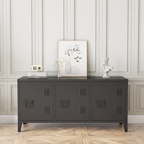 en.casa Kotka TV Meubel - 113x40x58 cm - Zwart