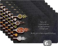 KitchenYeah Placemat Set - Papa's Recipe - 6-Piece - 45x30cm - Heat Resistant - Anti-Slip - Multicolor