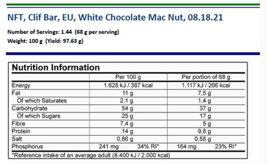 Clif Bar White Chocolate Macadamia Nut Energiereep Box