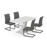 Vicco Eettafel set Fenaro Wit 120 x 80 cm met 4 eetkamerstoelen, grijs