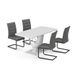 Vicco Eettafel set Fenaro Wit 120 x 80 cm met 4 eetkamerstoelen, grijs