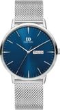 Danish Design Akilia Day/Date IQ68Q1267 Heren Polshorloge - Zilverkleurig Staal - Blauwe Wijzerplaat - 41mm