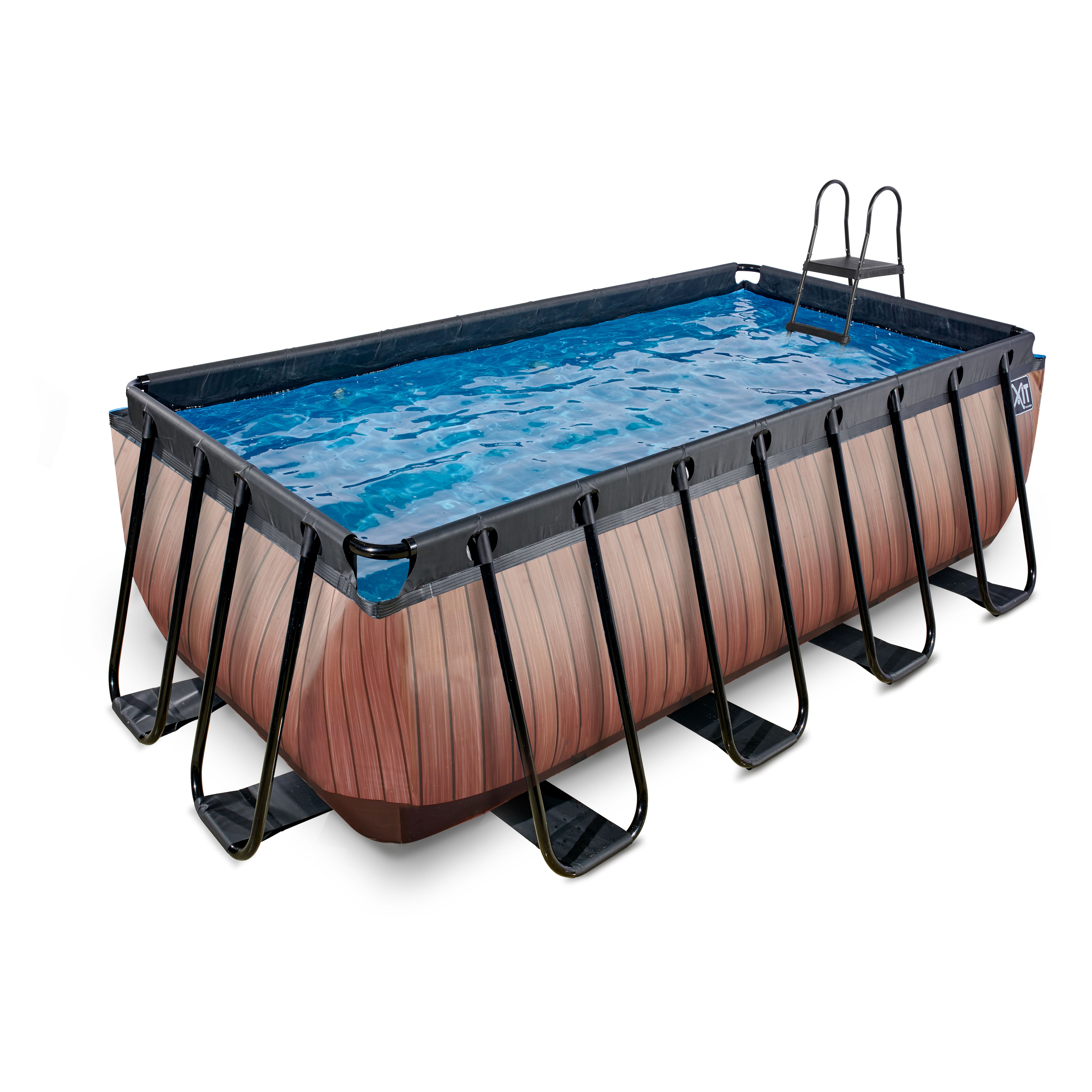Exit Wood zwembad 400x200x122cm met filterpomp - bruin