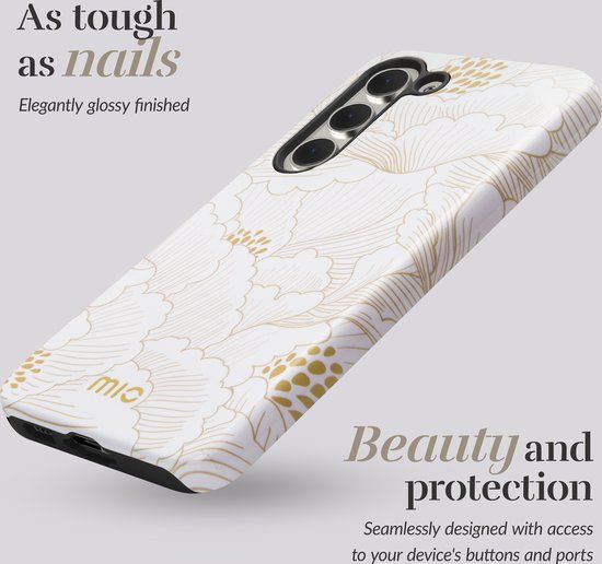 Mio by Mobilize Hoesje geschikt voor Samsung Galaxy A55 MagSafe Telefoonhoesje Hardcase | Mio by Mobilize Backcover | Geschikt voor MagSafe | Geschikt voor Draadloos Opladen met Magnetische Ring | MagSafe Case - White Roses | Wit