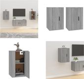 vidaXL Tv-wandmeubels 2 st 40x34,5x60 cm grijs sonoma eikenkleurig
