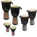 A-Star Pack van 6 Djembe Afrikaanse Drum Set - 2x 8", 2x 7", 2x 5" inch Kleurrijke Handgeschilderde Authentieke Drums met Natural Skin Head