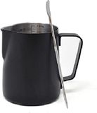 Joeji's Kitchen Pot à lait inox noir de 350mL avec stylo latte art