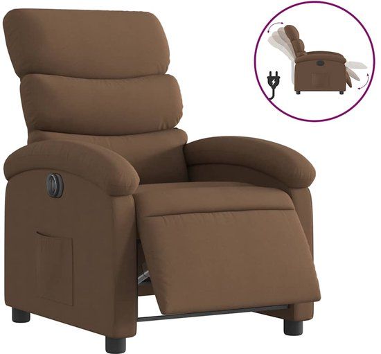 vidaXL Fauteuil verstelbaar elektrisch stof bruin