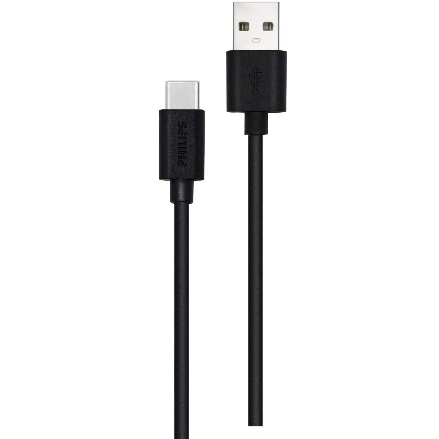 Philips Philip USB Kabel - Model DLC3106A - USB-A naar USB-C - Lengte: 2 Meter - PVC - Zwart