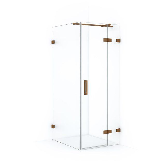 Maxaro Douchecabine Diamond 90x80cm 8mm Helder Veiligheidsglas Koper met Draaideur
