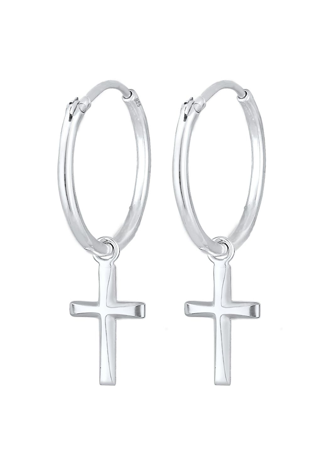 Elli Oorbellen Dames Creolen Kruis Hanger 925 Sterling Zilver