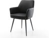DELIFE Fauteuil Xana-Flex avec accoudoir, cuir véritable noir, 4 pieds coniques