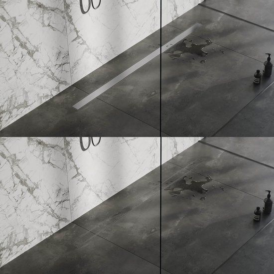 Brauer Douchegoot 140cm - Geborsteld RVS - Zero/Tegelrooster (Omkeerbaar)