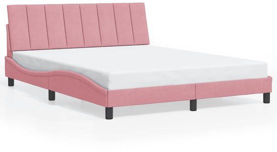 vidaXL Bedframe "Hanko" fluweel roze 160x200 cm
