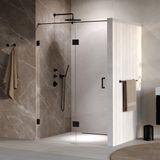 Brauer Void - Nisdeur - 2-Delig - Helder Glas - 130 x 200 cm - Omkeerbaar - met Draaideur 60 cm - Aan Glas - incl. Glascoating - Mat Zwart