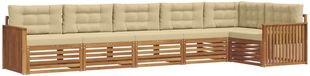 vidaXL - Hoekbank set - 6 zitplaatsen - Natuurlijk en beige - Acacia hout