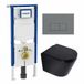 Geberit QeramiQ Dely Toiletset - 36.3x51.7cm - Geberit UP720 inbouwreservoir - rimless - diepspoel - 35mm zitting - softclose - bedieningsplaat licht grijs - rechthoekige knoppen - mat zwart